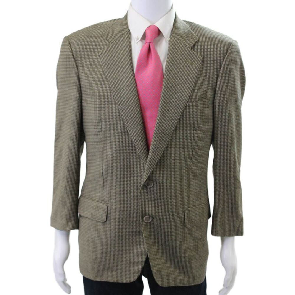 Ermenegildo Zegna Mens Blue Wool Check Blazer Size 48
